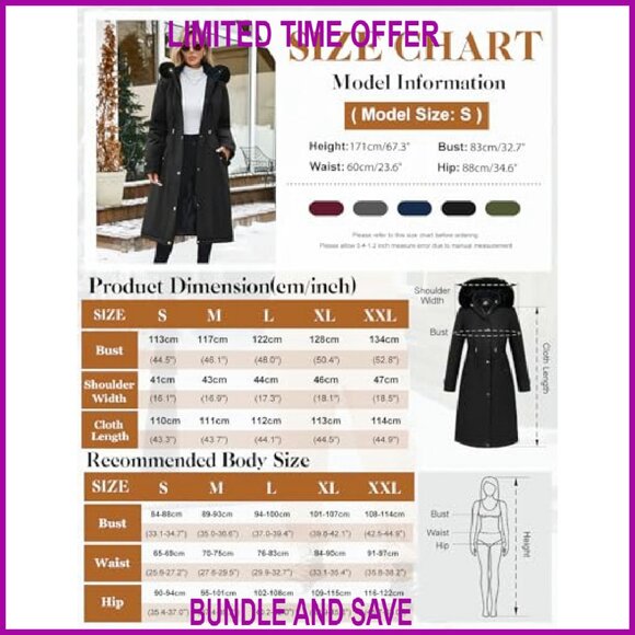 Long Winter Puffer Coat with Detachable Hood, Maxi Length, Windproof - Picture 7 of 8